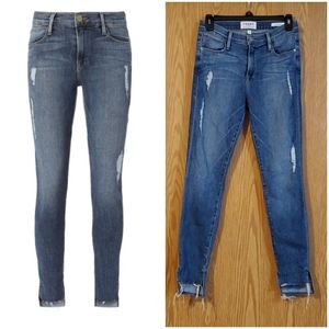Frame le high Forest skinny jeans Destroyed hem cotton blend size 25